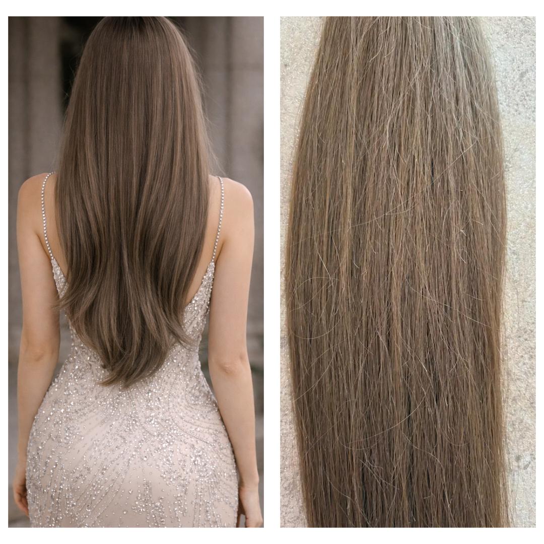 Tincsezett 60cm festett 7-es barna 100% eredeti emberi haj/10 gr