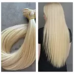 Platina szőke enyhén hamvas tresszelt 92-97cm 100% eredeti haj/ 10gr