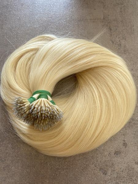 Nano gyűrűre tincsezett platina szőke 40-43cm 100% eredeti emberi haj/ 10gr